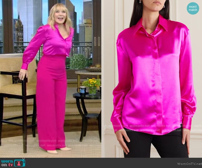 Sergio Hudson Silk Charmeuse Top worn by Kim Cattrall on Live with Kelly and Mark