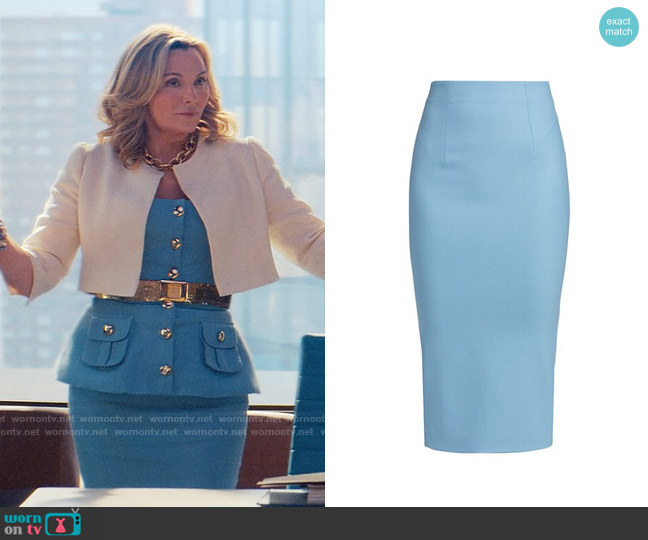 Sergio Hudson Stretch Wool Bodycon Skirt worn by Madolyn Addison (Kim Cattrall) on Glamorous