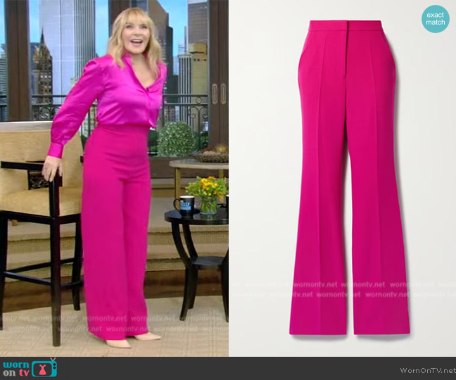 WornOnTV: Kim Cattrall’s pink satin blouse on Live with Kelly and Mark ...