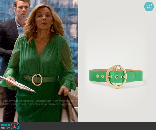 Sergio Hudson Signature Leather Buckle Belt worn by Madolyn Addison (Kim Cattrall) on Glamorous