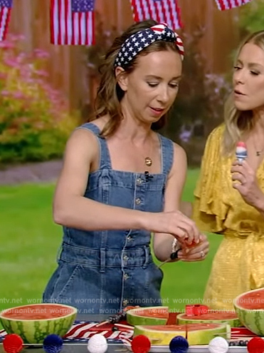 Shannon Doherty's denim mini dress on Live with Kelly and Mark