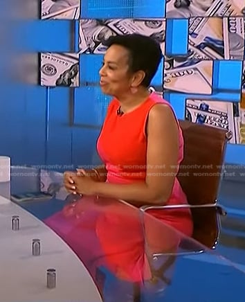 Sharon Epperson’s pink colorblock dress on NBC News Daily