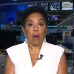 Sharon Epperson’s white v-neck dress and earrings on NBC News Daily