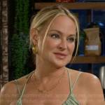 Sharon’s green double strap cami on The Young and the Restless