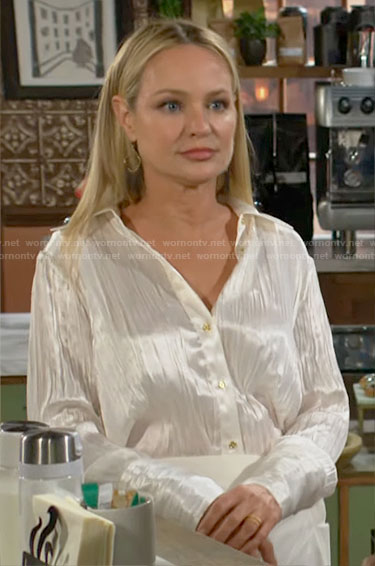 Sharon's white button down blouse on The Young and the Restless