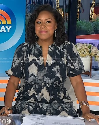 Sheinelle's black abstract print dress on Today