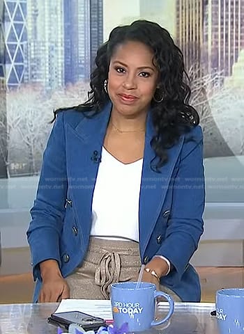 Sheinelle’s blue denim blazer on Today