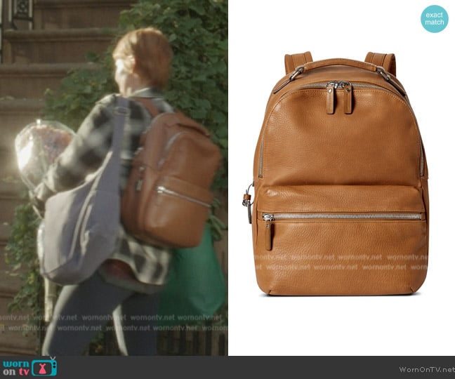 Shinola Runwell Grained Leather Backpack worn by Miranda Hobbs (Cynthia Nixon) on And Just Like That