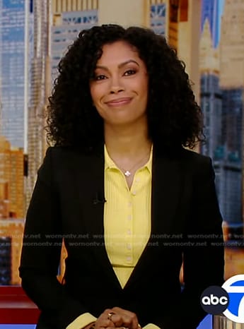 Shirleen Allicot’s yellow ribbed polo top on Good Morning America