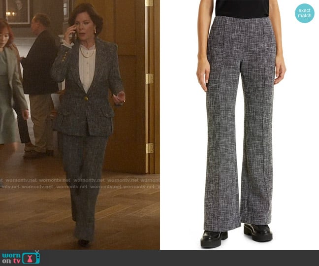 Smythe Tweed Pintuck Flare Leg Trousers worn by Margaret Wright (Marcia Gay Harden) on So Help Me Todd