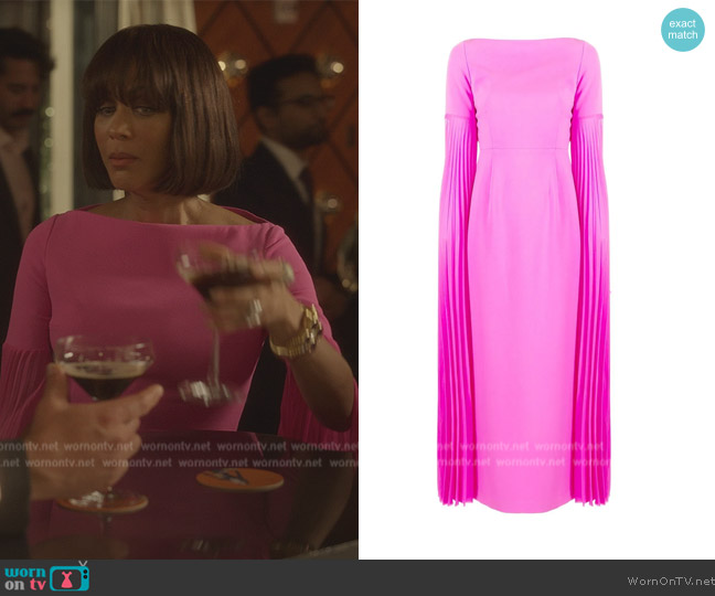 Solace London Cape-detail maxi dress worn by Lisa Todd Wexley (Nicole Ari Parker) on And Just Like That