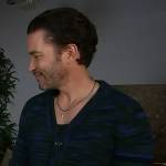 Tom Pelphrey’s blue space dye cardigan on Access Hollywood