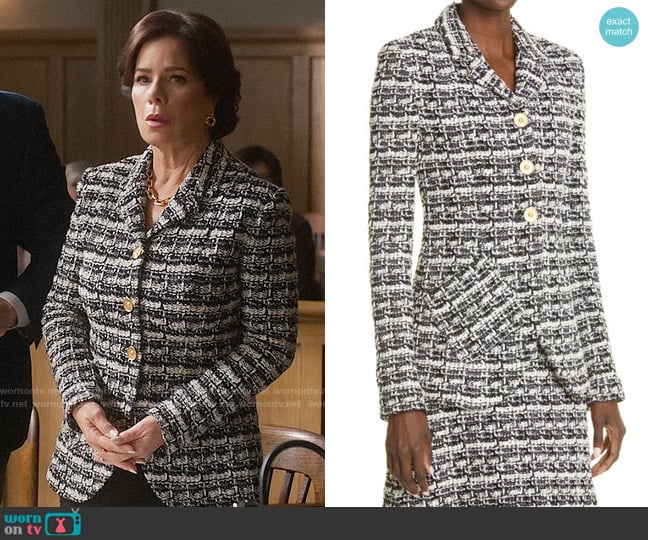 St John Collection Plaid Textured Tweed Knit Jacket worn by Margaret Wright (Marcia Gay Harden) on So Help Me Todd