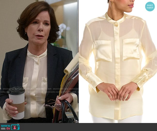 St John Collection Mandarin Collar Silk Blouse worn by Margaret Wright (Marcia Gay Harden) on So Help Me Todd