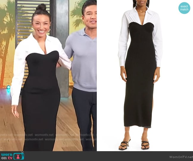 StaudHazel Layered Mixed-Media Dress worn by Jeannie Mai on Access Hollywood