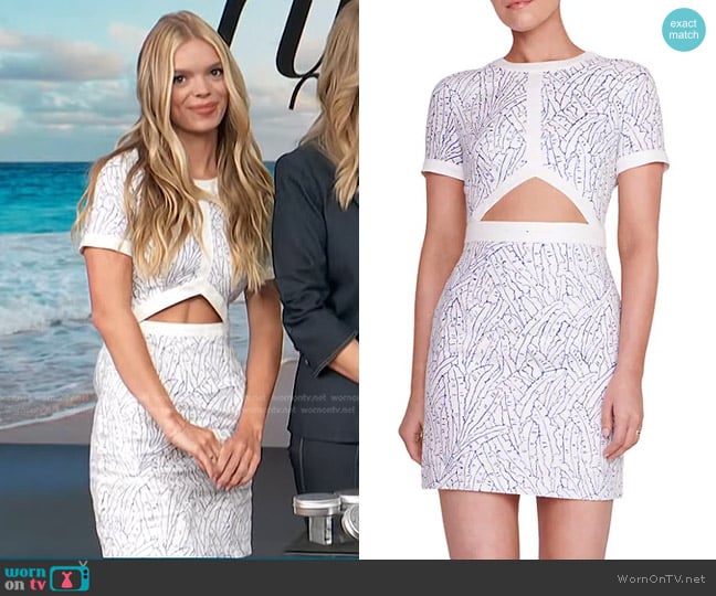 Staud Perla Printed Cut-Out Minidress worn by Cat Young on Access Hollywood