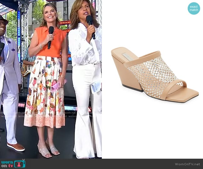 Stella McCartney Crystal Mesh Slide Sandal worn by Savannah Guthrie on Today