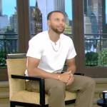 Steph Curry’s white sneakers on Live with Kelly and Mark