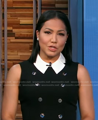 Stephanie's black double breasted sleeveless dress on Good Morning America