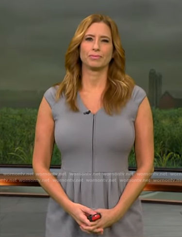 Stephanie Abrams's grey v-neck dress on CBS Mornings