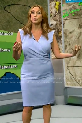 Stephanie Abrams’ light blue cross front dress on CBS Mornings