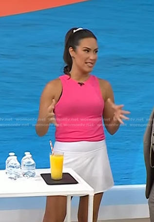 Stephanie Mansour's pink tank top and white mini skirt on Today