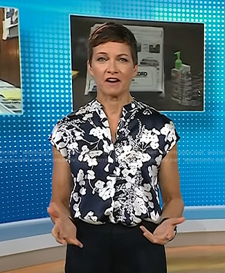 Stephanie's navy and white floral print top on Today