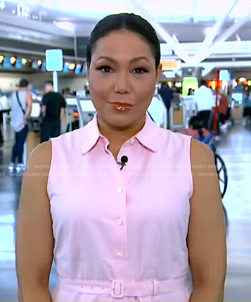 Stephanie’s pink belted sleeveless shirtdress on Good Morning America