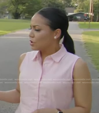 Stephanie’s pink belted sleeveless shirtdress on Good Morning America