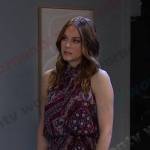 Stephanie’s burgundy print sleeveless dress on Days of our Lives