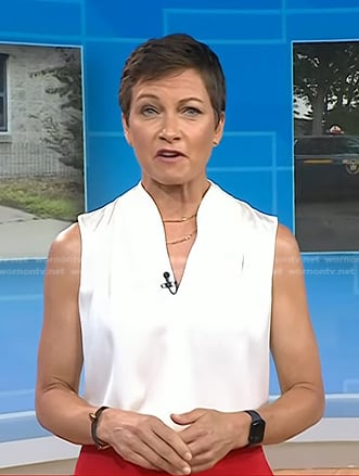 Stephanie’s white sleeveless top on Today