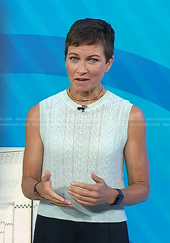 Stephanie's mint cable knit vest on Today