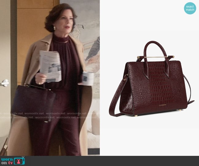 Strathberry Midi Croc-Embossed Leather Tote worn by Margaret