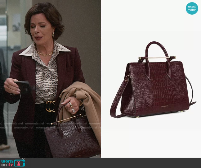 Strathberry, Bags, Strathberry Midi Tote In Burgundy Croc