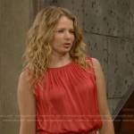 Summer’s red pleated colorblock dress on The Young and the Restless