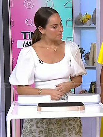 Sydney Adler’s white puff sleeve top on Today