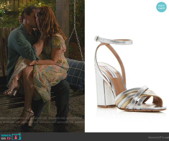 Tabitha Simmons Toni High Block-Heel Sandals worn by Maddie Townsend (JoAnna Garcia Swisher) on Sweet Magnolias