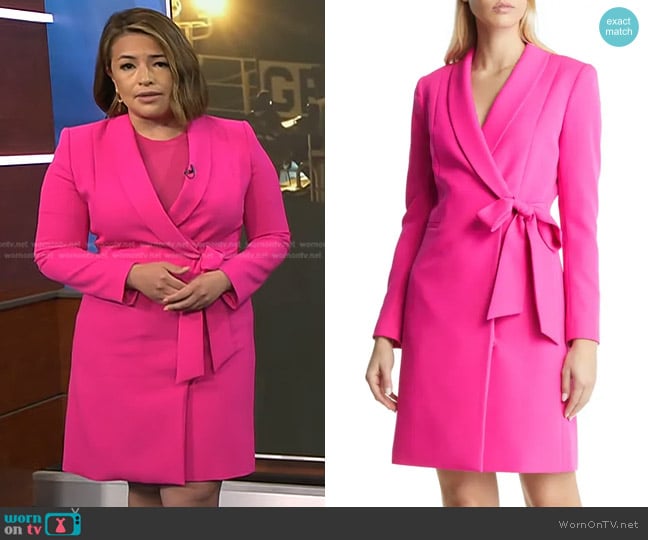 Tahari ASL Long Sleeve Crepe Coatdress worn by Gilma Avalos on NBC News Daily