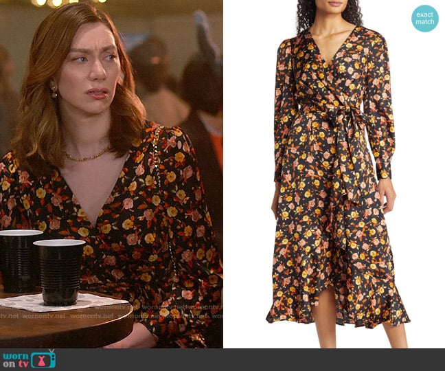 Tahari Long Sleeve V-neck Floral Wrap Dress worn by Allison Grant (Madeline Wise) on So Help Me Todd