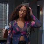 Talia’s print sheer top on Days of our Lives