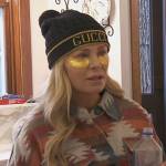 Tamra’s aztec print jacket and beanie on The Real Housewives of Orange County