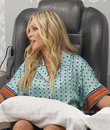 Tamra's printed pajama top and shorts on The Real Housewives of Orange County