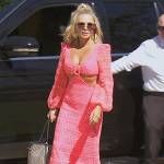 Tamra’s pink cutout crochet dress on The Real Housewives of Orange County