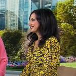 Tara Narula’s yellow floral ruched dress on Today