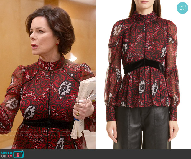 WornOnTV: Margaret’s red floral blouse on So Help Me Todd | Marcia Gay ...