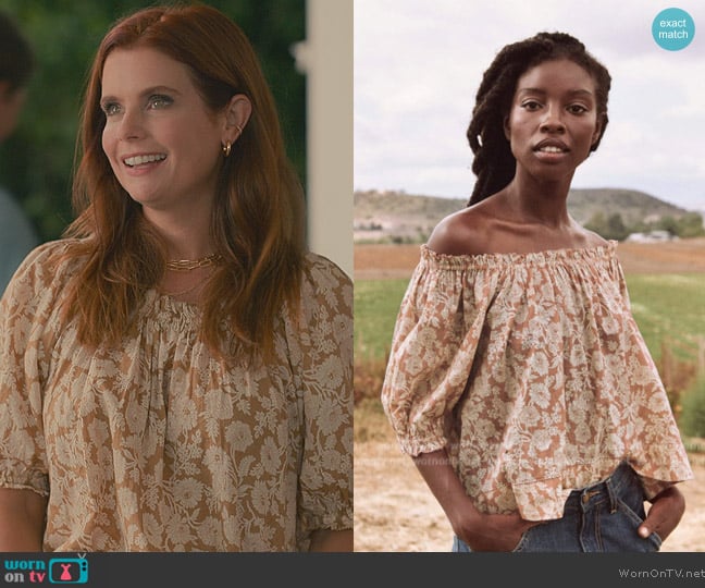 Oat Wild Brush by The Great The Garland Top worn by Maddie Townsend (JoAnna Garcia Swisher) on Sweet Magnolias