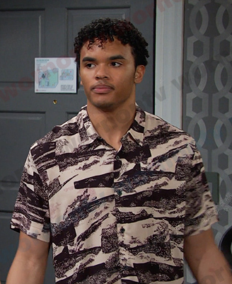 Theo's abstract print shirt on Days of our Lives