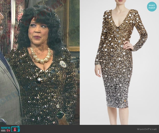 Badgley Mischka Collection Ombre Sequin Sheath Dress worn by Jackée Harr (Jackée Harr) on Days of our Lives