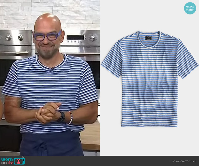 Todd Snyder Striped Linen-Cotton Tee worn by Michael Symon on Today