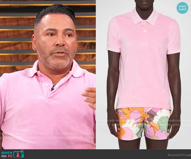 Tom Ford Brushed cotton polo shirt worn by Oscar de la Hoya on Access Hollywood